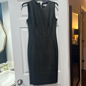 Calvin Klein black gold metallic work dress. Size 6.